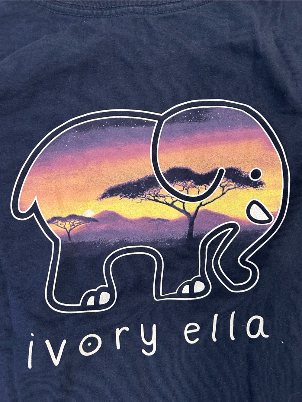 ivory ella Navy Long Sleeve Pocket Tee with Elephant Logo Medium